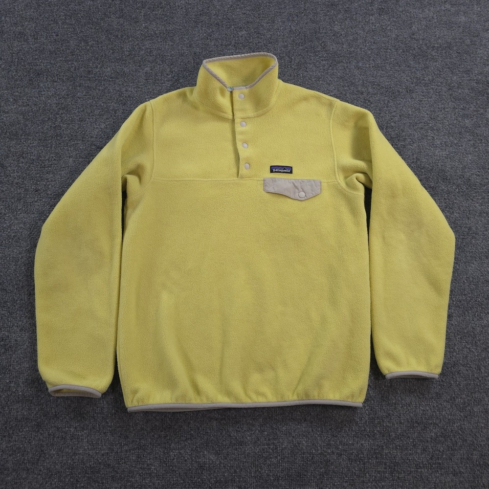 Patagonia Sweatshirt Womens M Yellow Lightweight Synchilla Snap-T Fleece Hiking